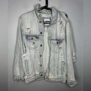 Zara 1975 Denim ripped Distressed 4 Pockets size Small